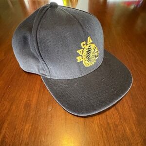 RVCA Snapback Hat Black Gold Chief Logo Cap Streetwear Skate Surf